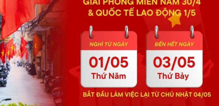 NHÀ HÀNG LAHATA Thông báo lịch nghỉ lễ 30/4 & 1/5