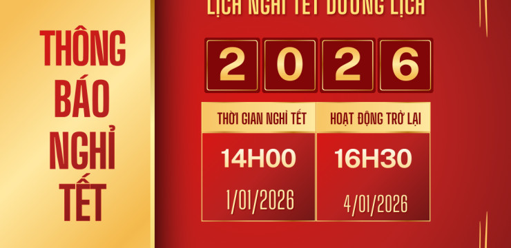  THÔNG BÁO LỊCH NGHỈ TẾT DƯƠNG LỊCH 2026 